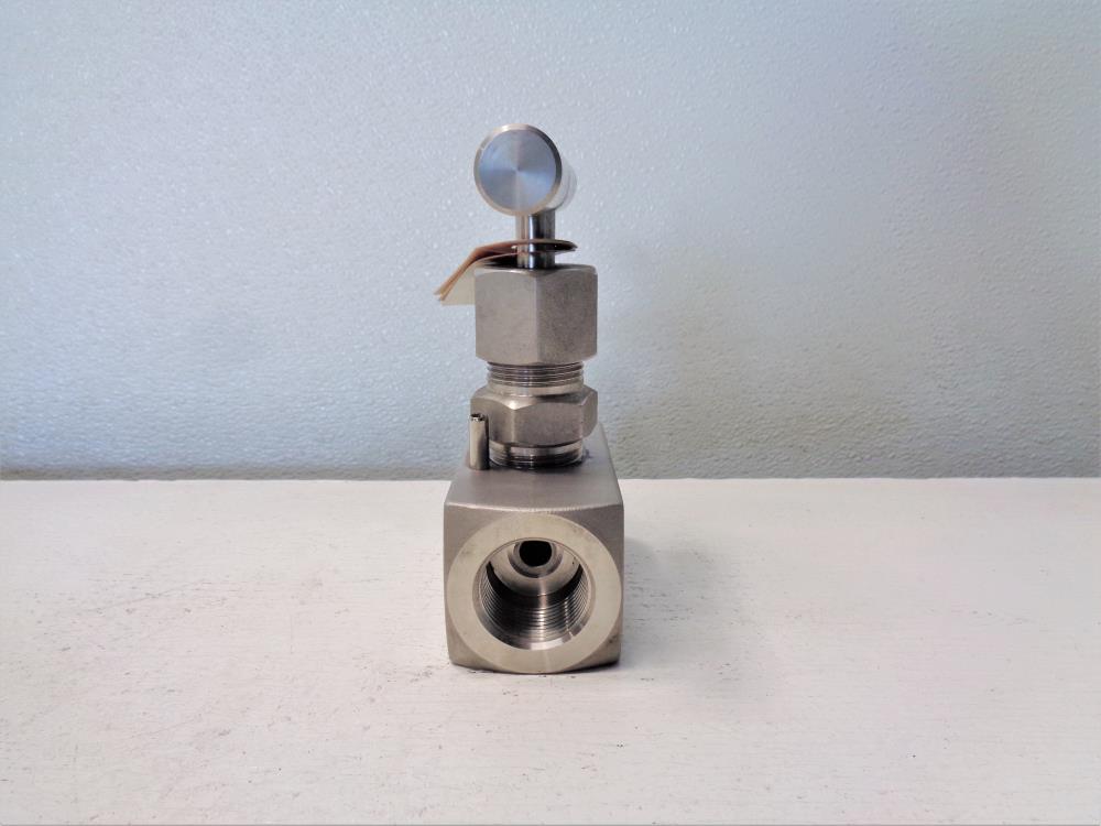 Lot of (2) KF Industries 1" NPT Needle Valve, Stainless, 6000 PSI, N14-105HT